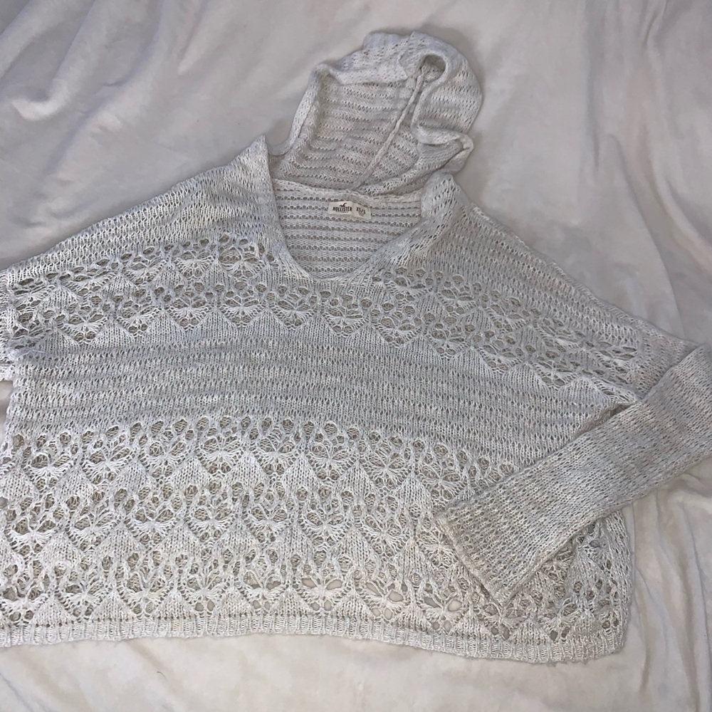 Hooded Cropped Knit Sweater